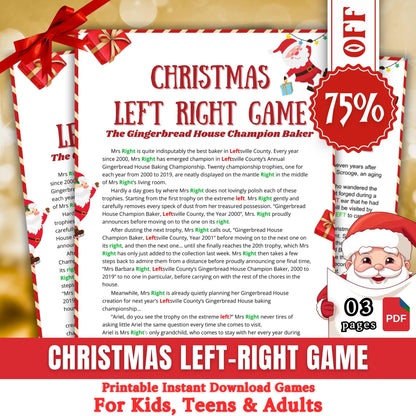 Christmas Left Right Game, Christmas Games, Xmas Games, Christmas Party Game, Pass The Present, Pass The Gift Game, Adults & kids Games, Pdf