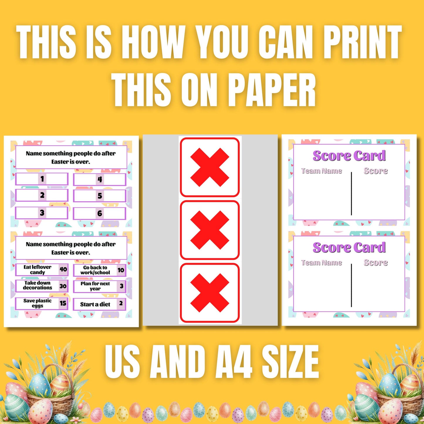 Easter Family Feud Game | Fun Easter Trivia Night | Printable Friendly Feud | Easter Party Game for Kids, Adults, Easter Game Night Activity