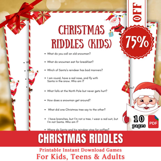 Christmas Riddle Game, Christmas Printable Game For Kids & Adults, Christmas Family Group Game, Christmas Office Party Game, Xmas Trivia Fun