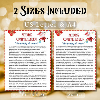 Christmas Comprehension Game, Christmas Reading Printable Game For Kids & Adults, Family Dinner Game, Office And Classroom Activity Fun