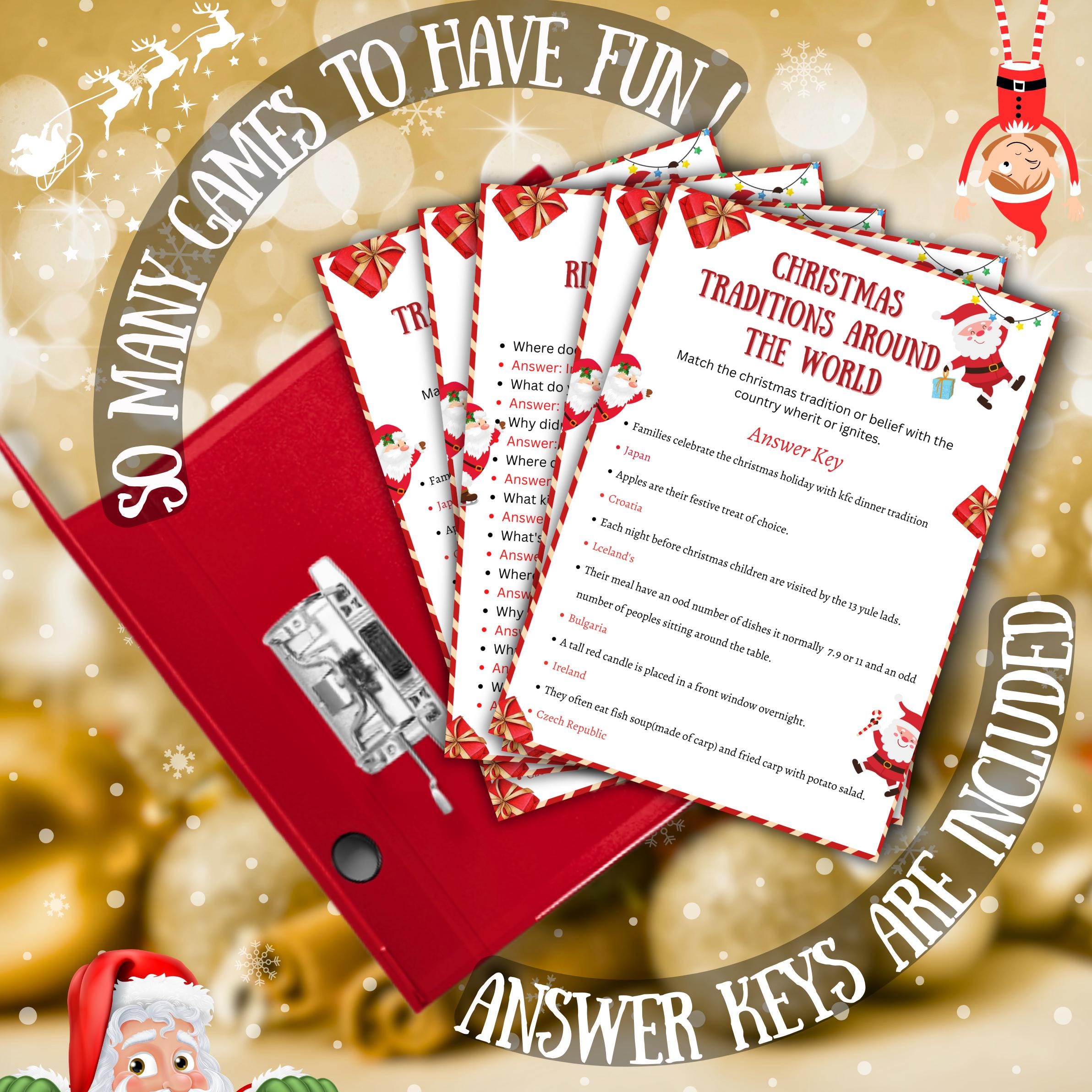 Christmas Around The World Game, Christmas Printable Game For Kids & Adults, Christmas Family And Office Party Game, Christmas Trivia Game