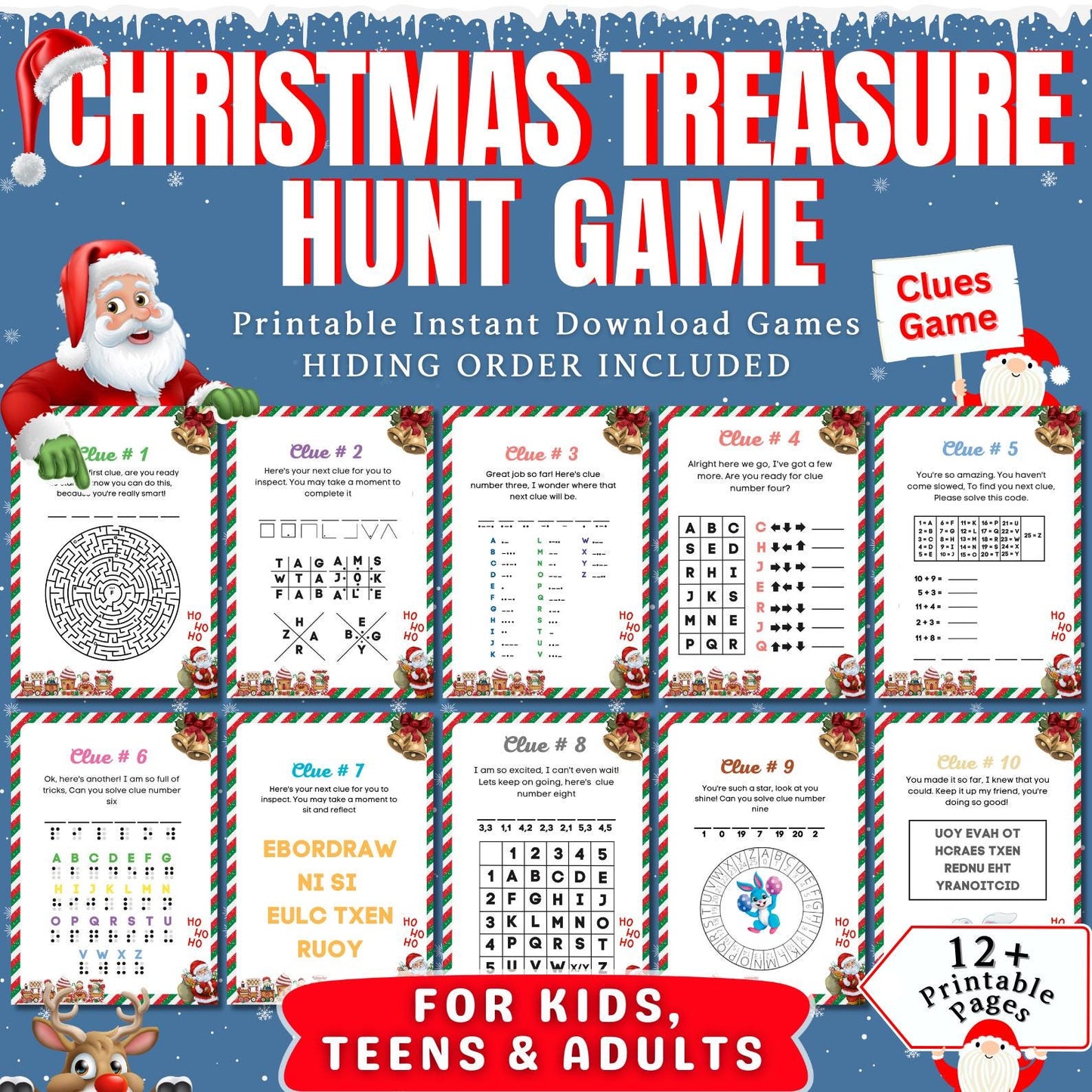 Christmas Game Mega Bundle PLR MRR | 50+ Printable Games for Kids & Adults | Bingo, Mad Libs, Scavenger Hunt | Fun Holiday Party Kit