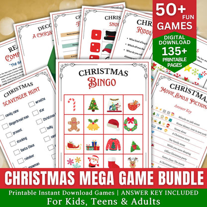 50+ Christmas Games Bundle, Christmas Party Games, School Christmas Game, Christmas Games Printable, Office Christmas, Family Christmas Game