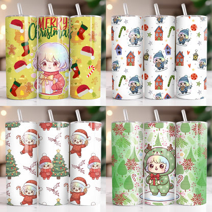 Kawaii Christmas Tumbler Wrap Bundle – 100+ Cute PNGs for Sublimation, Holiday Drinkware, Gifts, DIY Crafts, Stickers, Mugs, Cards & More
