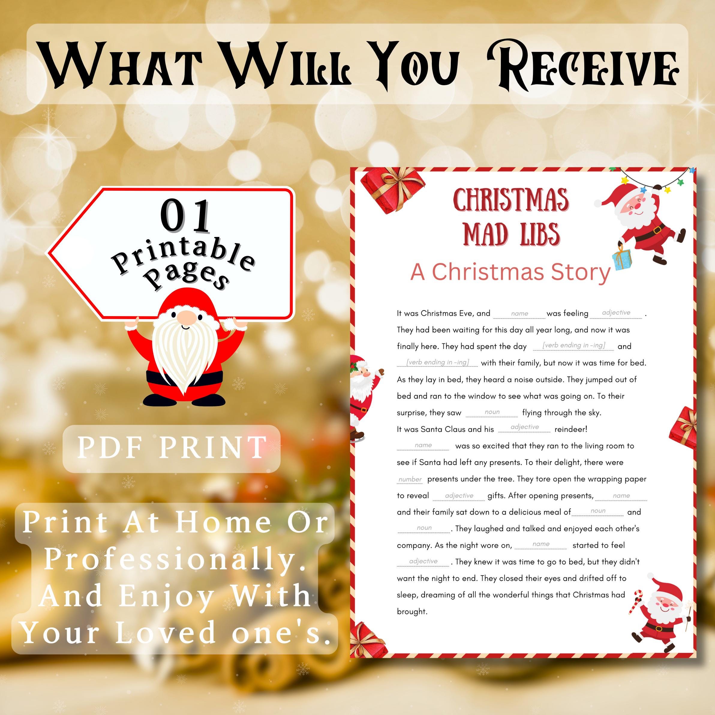 Christmas Mad Libs, Christmas Story Fill-In-The-Blanks Game, Fun Festive Activity For Kids, Teens & Adults, Printable Christmas Game PDF