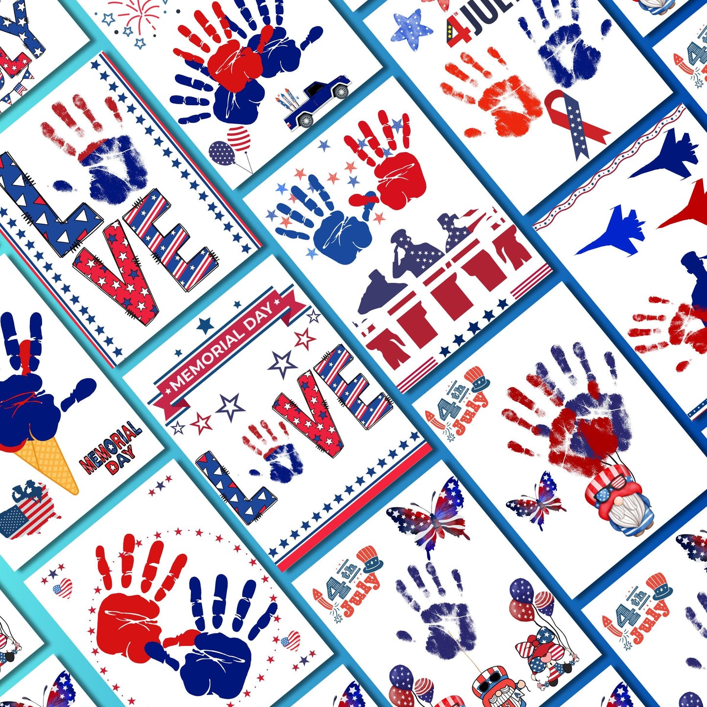 4th July Alphabet Handprint Art Bundle, Patriotic Letter Craft for Preschool | Kindergarten, Red White & Blue ABC Keepsake, Independence Day