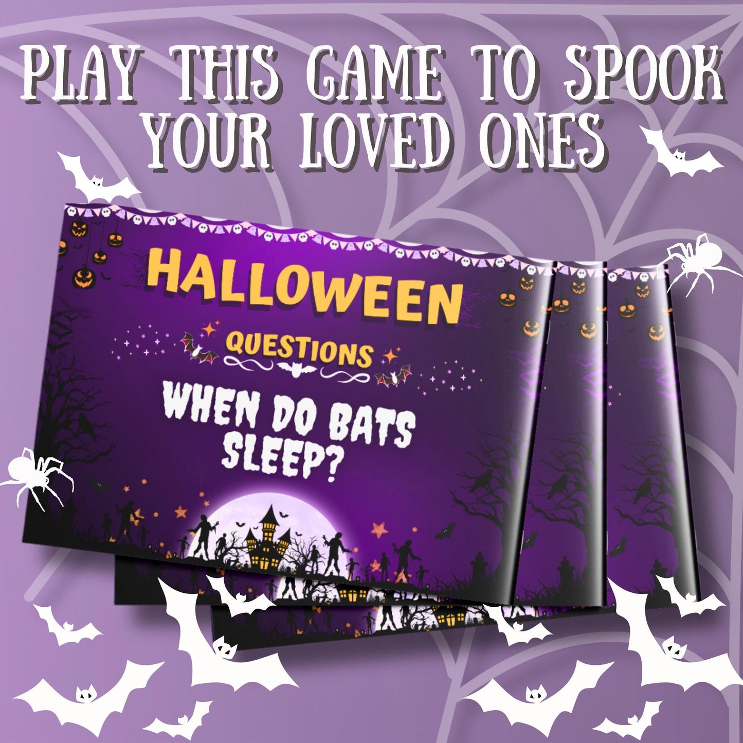 Halloween Haunt Questions Game | 64+ Spooky Trivia Cards | Fun Printable Game for Parties & Family Gatherings | Halloween Party Essentials