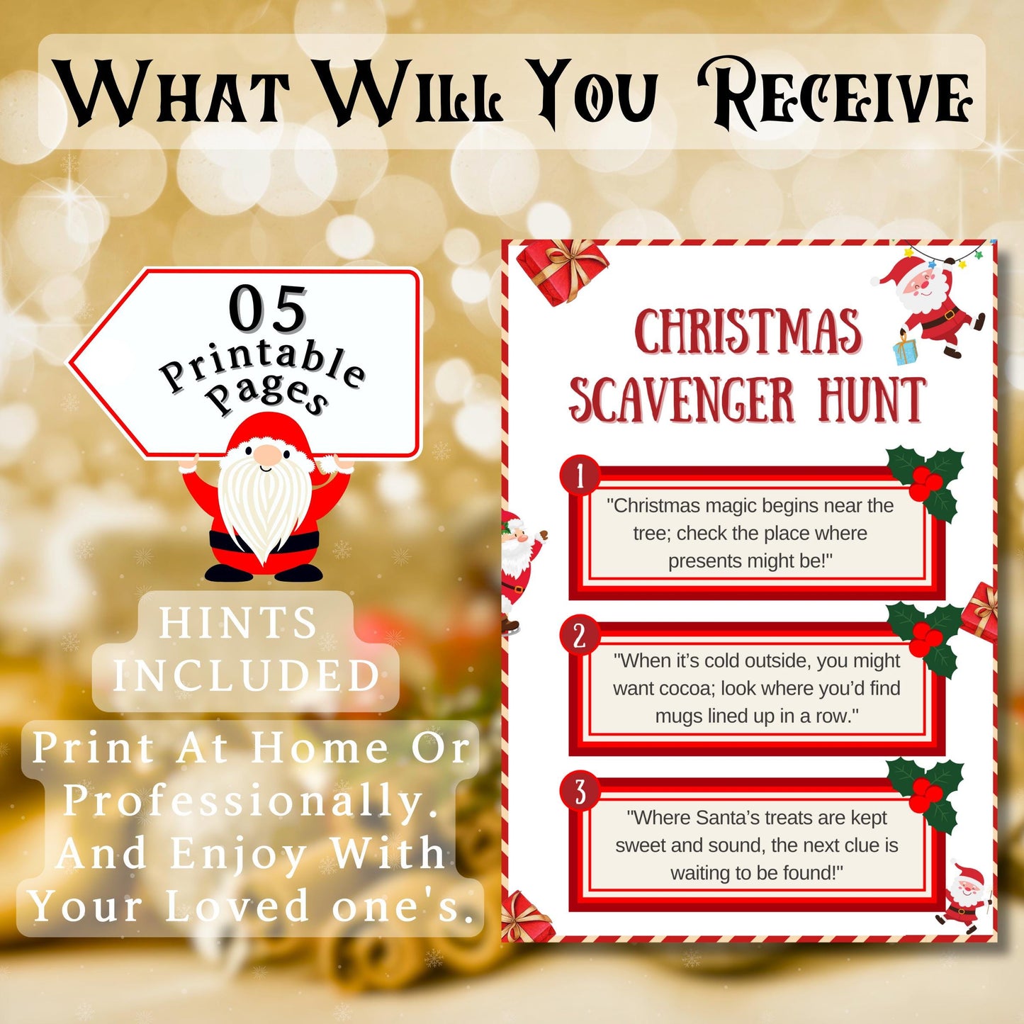 Christmas Scavenger Hunt, Kids Christmas Printable Game, Holiday Scavenger Hunt, Christmas Activity For Kids & Adults, Indoor Scavenger Hunt