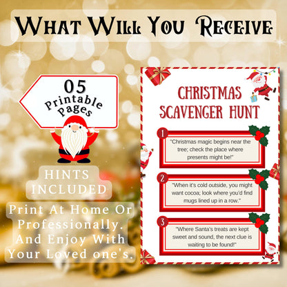Christmas Scavenger Hunt, Kids Christmas Printable Game, Holiday Scavenger Hunt, Christmas Activity For Kids & Adults, Indoor Scavenger Hunt