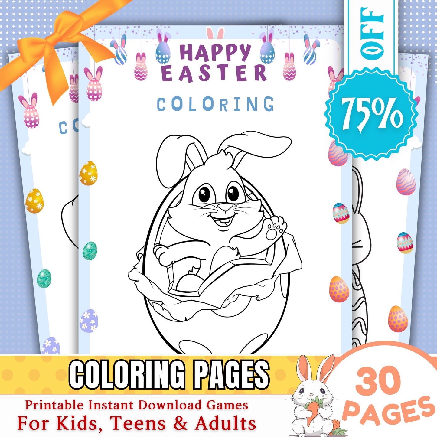 Easter Coloring Pages | 30 Printable Easter Coloring Sheets | Fun Kids Activity | Easter Bunny, Eggs, Spring Coloring | Instant Download