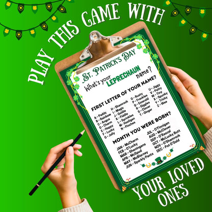 What's Your Leprechaun name St Patricks Day Games, Leprechaun name tag game, Leprechaun name board sign, Lucky Shamrock Game | Printable PDF