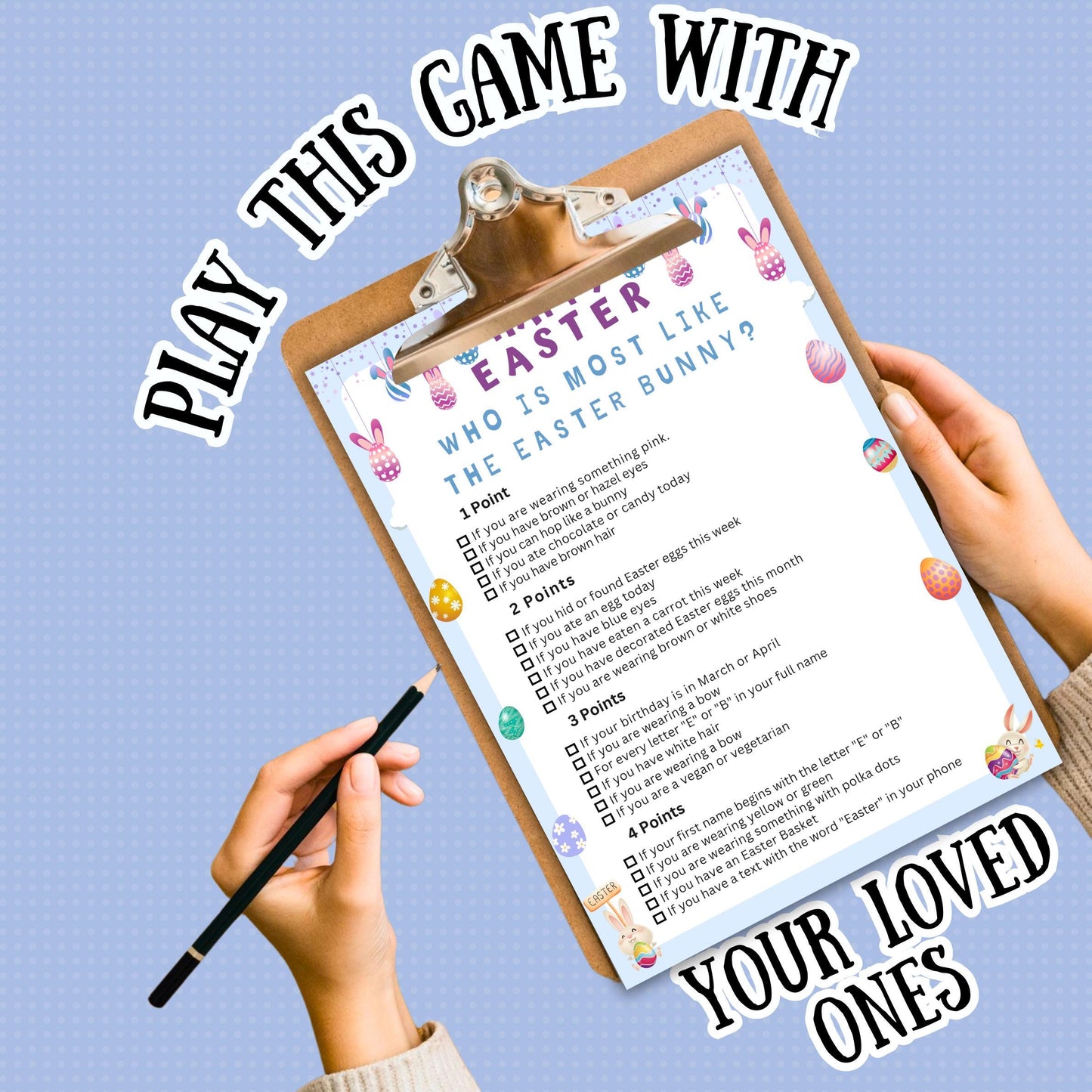 Who Is Most Like the Easter Bunny? | Fun Easter Party Game | Printable Easter Activity for Kids & Adults | Family, Classroom, Church Game