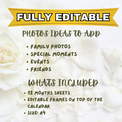 Editable 2025 Calendar Templates | Fully Editable for Free in Canva, Custom Design for Canva I Mini Calendar 2025, Add Your Own Photo