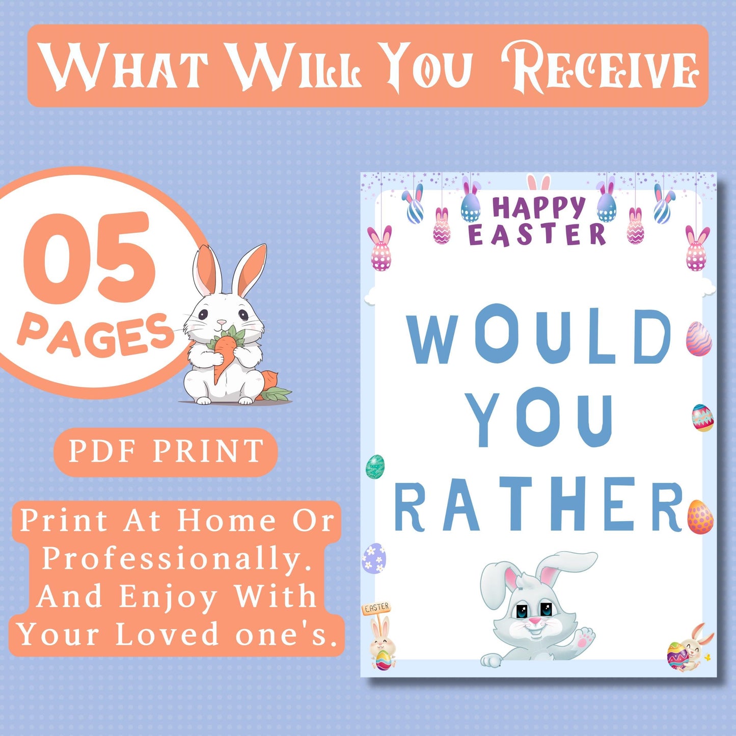 Easter Would You Rather Game | Fun Printable Easter Party Game | Kids & Adults Activity | Easter Family Game | Instant Download PDF