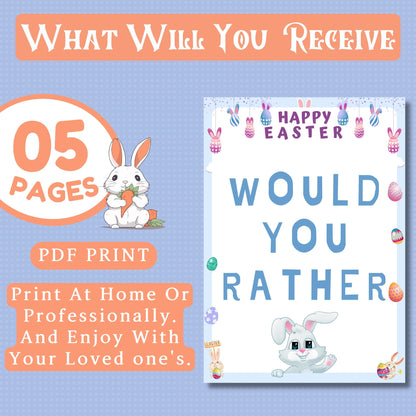 Easter Would You Rather Game | Fun Printable Easter Party Game | Kids & Adults Activity | Easter Family Game | Instant Download PDF