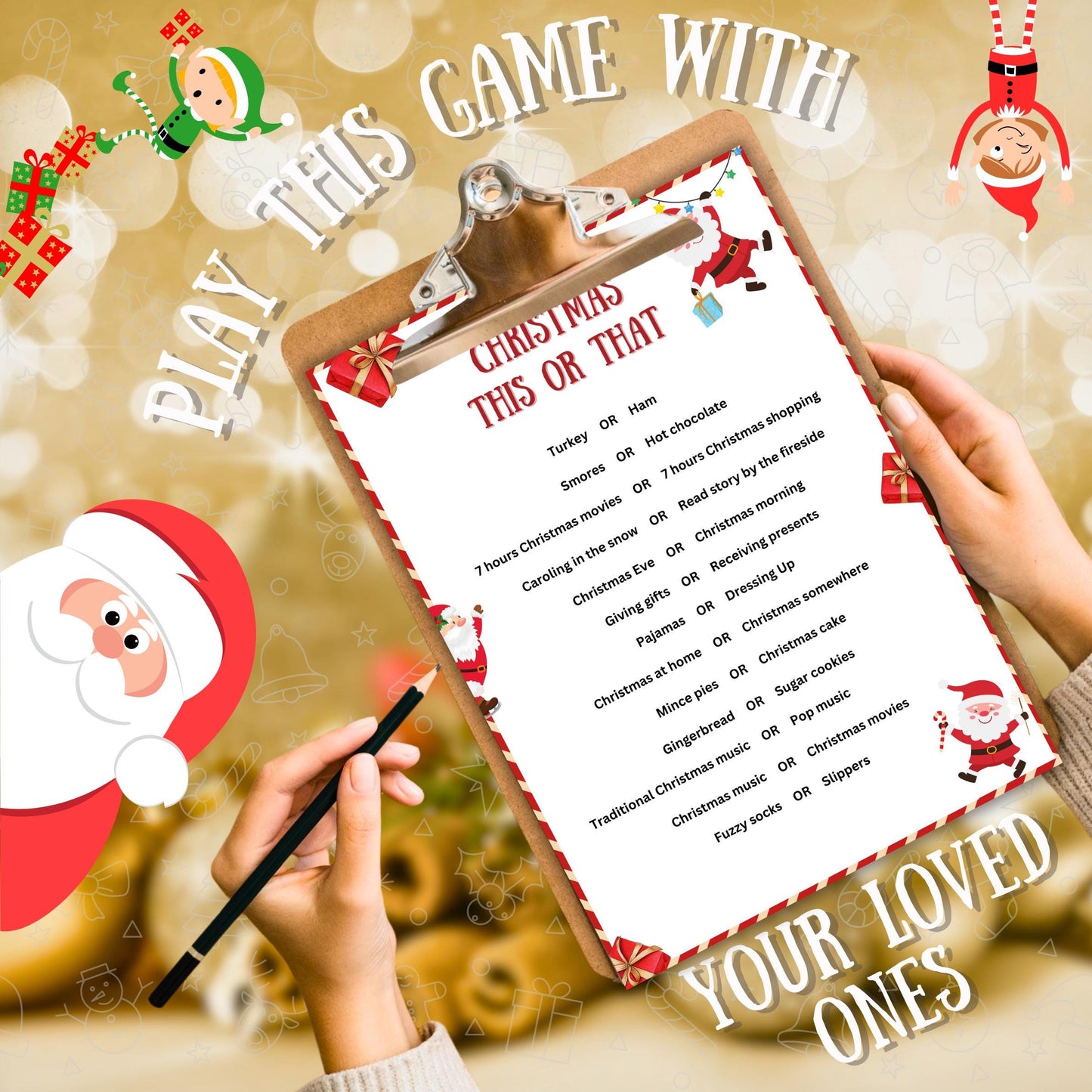 Christmas This Or That Game, Christmas Printable Party Game For Kid & Adults, Christmas Activity For Family And Office Fun, Would You Rather