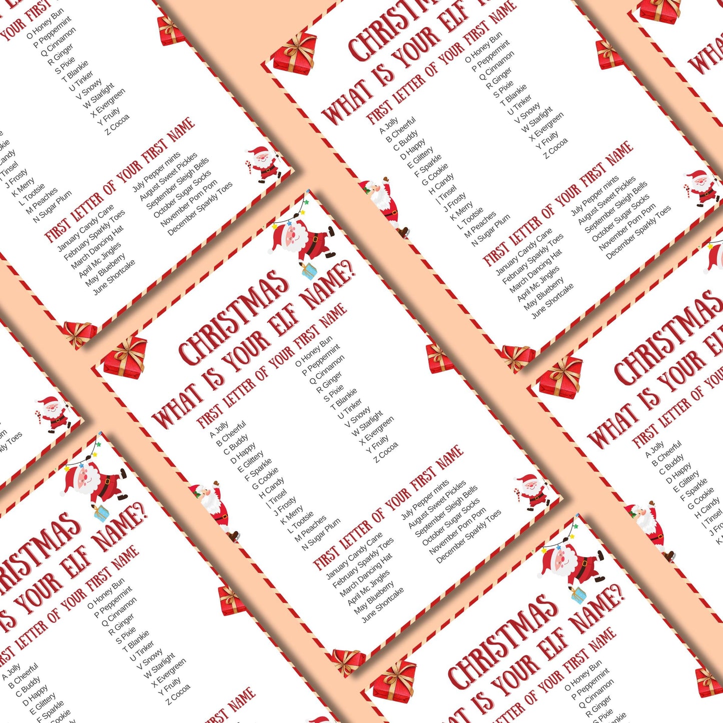 What's Your Elf Name, Christmas Dinner Game, Printable Game For Christmas Party, Christmas Class Activity, Game For Kids & Adults, Xmas Pdf
