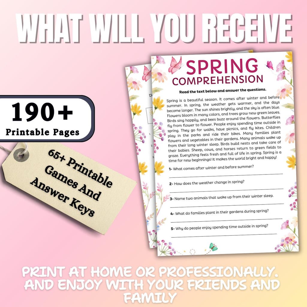 65+ Spring Games Bundle Printable Activities for Adults, Kids, Seniors | Trivia, Icebreakers, Riddles, Puzzles, Family & Office Party Fun