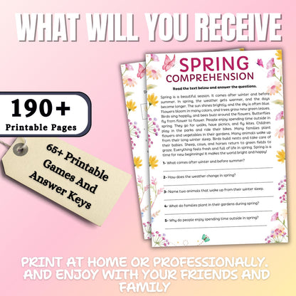 65+ Spring Games Bundle Printable Activities for Adults, Kids, Seniors | Trivia, Icebreakers, Riddles, Puzzles, Family & Office Party Fun
