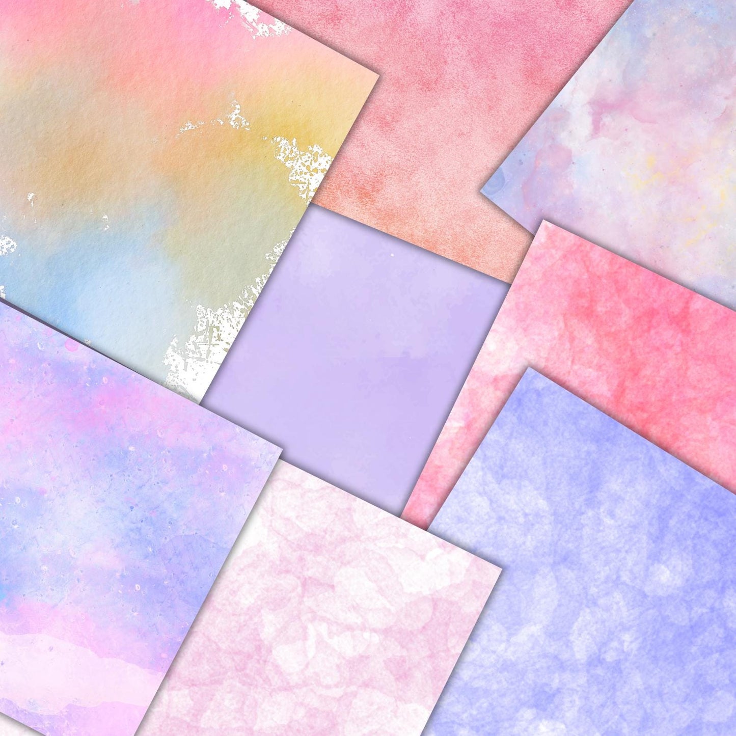 Pastel Watercolor Digital Paper Pack 180+ Seamless 12x12 Backgrounds, 300 DPI Textures for Scrapbooking, Invitations, Sublimation & Crafts