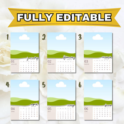 Editable 2025 Calendar Templates | Fully Editable for Free in Canva, Custom Design for Canva I Mini Calendar 2025, Add Your Own Photo