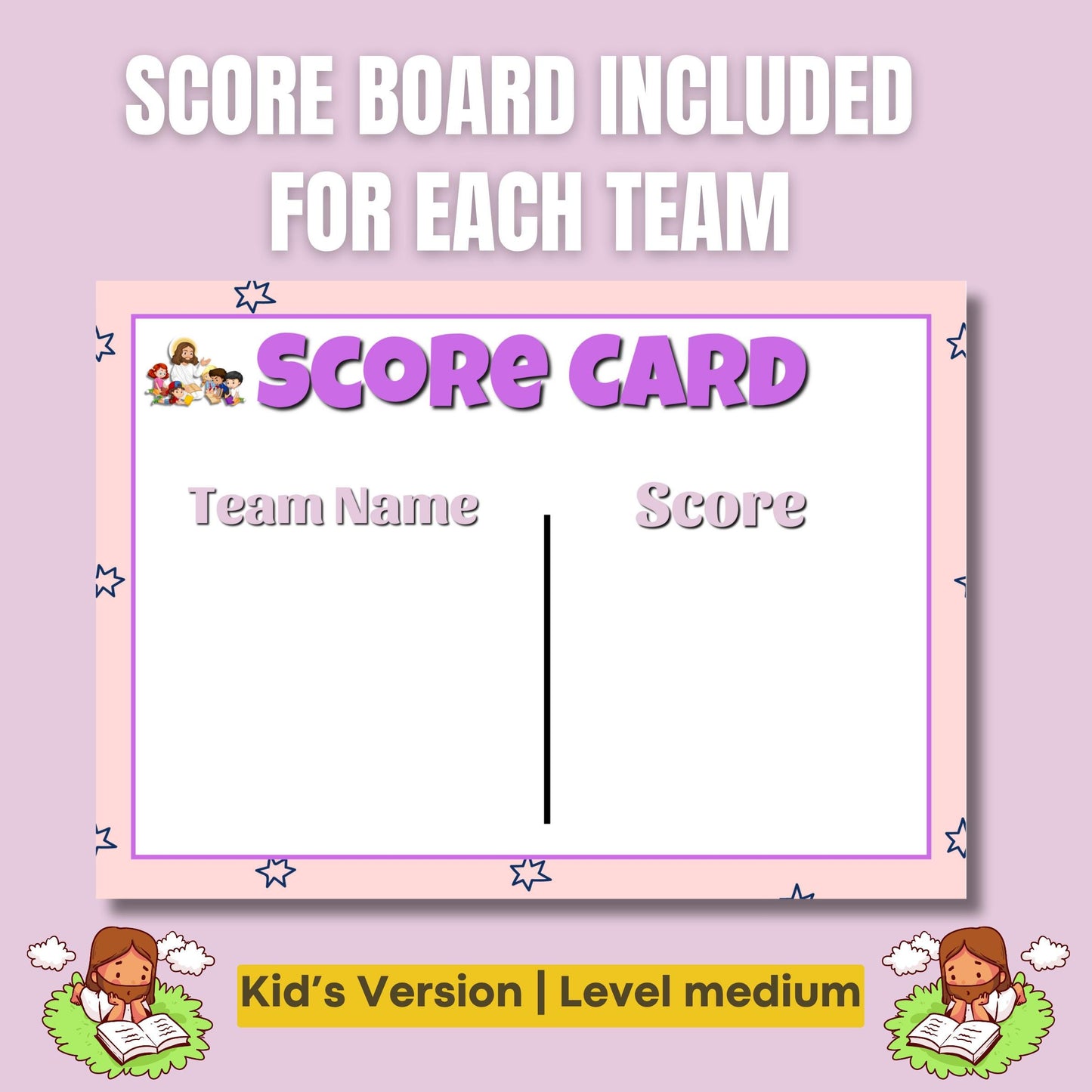 Bible Family Feud Game for Kids – Medium Level Printable Bible Trivia | 100+ Cards for Sunday School, Homeschool | Church | A4 & US Sizes