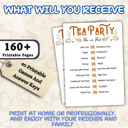 Tea Party Games Super Bundle | 40+ Printable Activities for Bridal Shower Garden Party Ladies Tea Office Events | Trivia Riddles Icebreakers