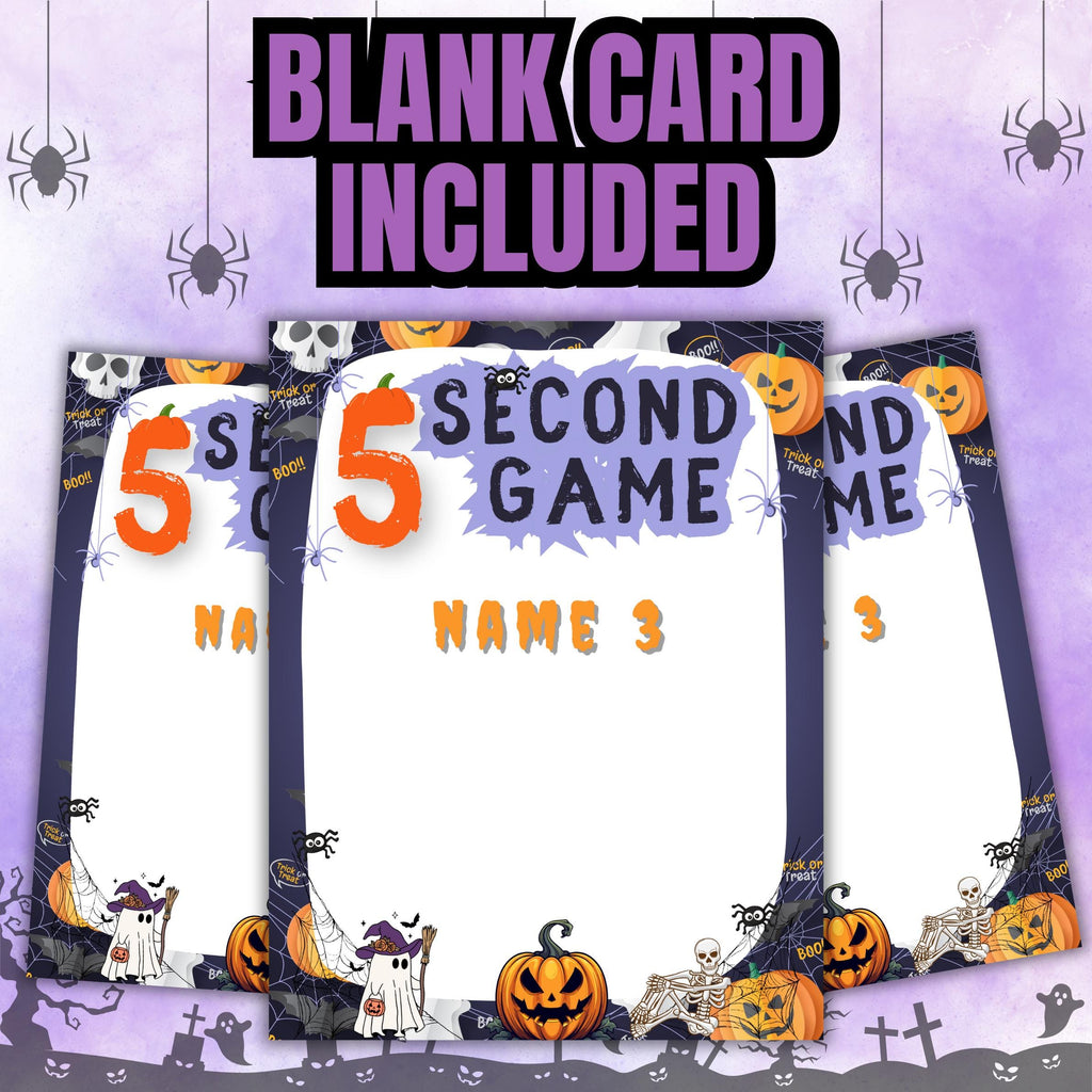 120+ Halloween 5-Second Game Cards | Exciting Spooky Trivia Challenge for Kids & Adults | Fast-Paced Fun for Parties | Printable Halloween