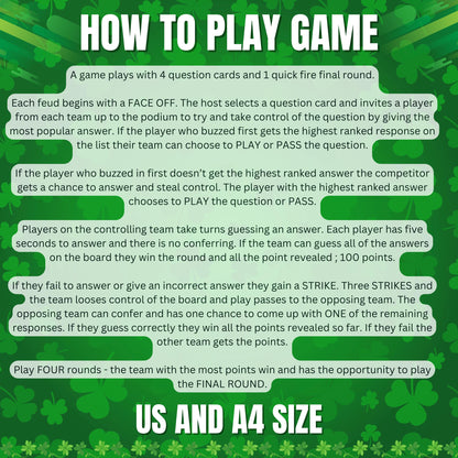 St. Patrick’s Day Family Feud Game, St. Patrick’s Day Trivia Feud, St. Paddy’s Day Party Game, St. Patty’s Day Feud, St. Patrick's Day Game