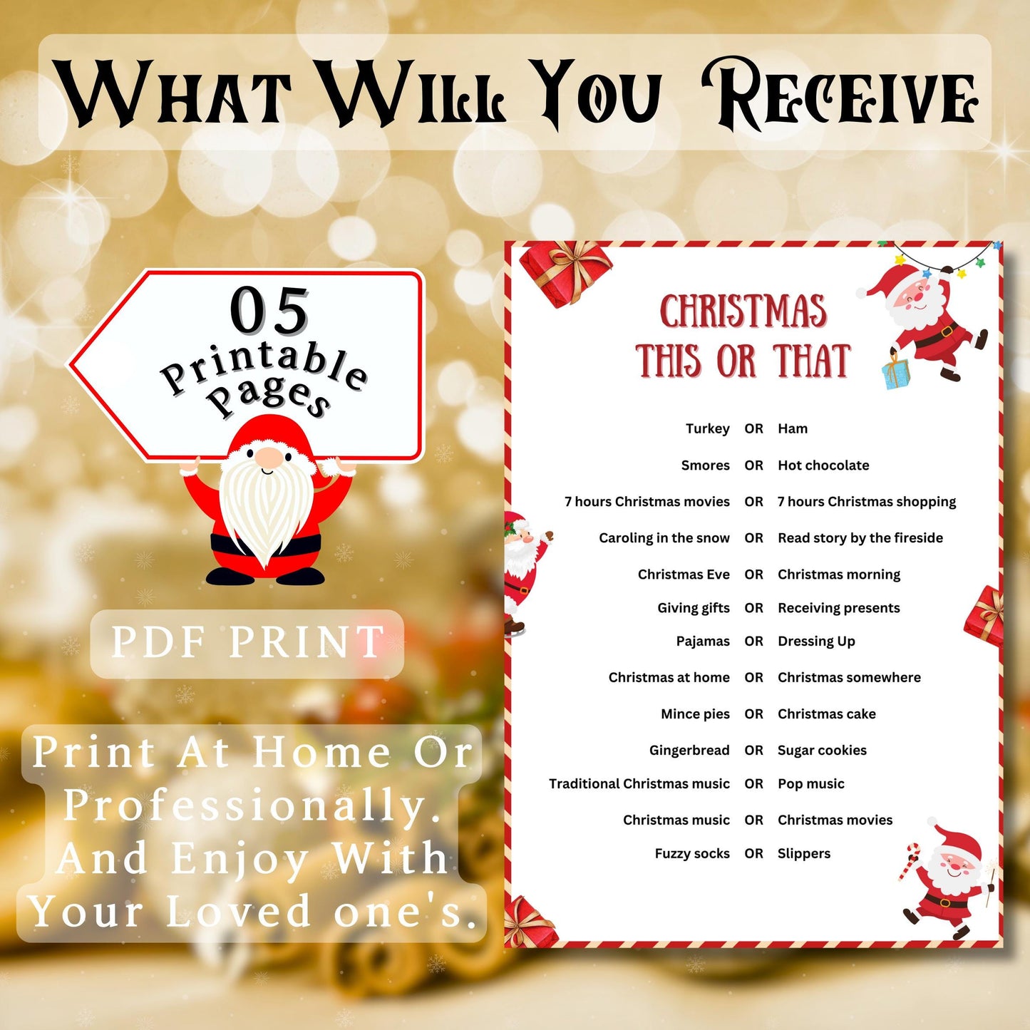 Christmas This Or That Game, Christmas Printable Party Game For Kid & Adults, Christmas Activity For Family And Office Fun, Would You Rather
