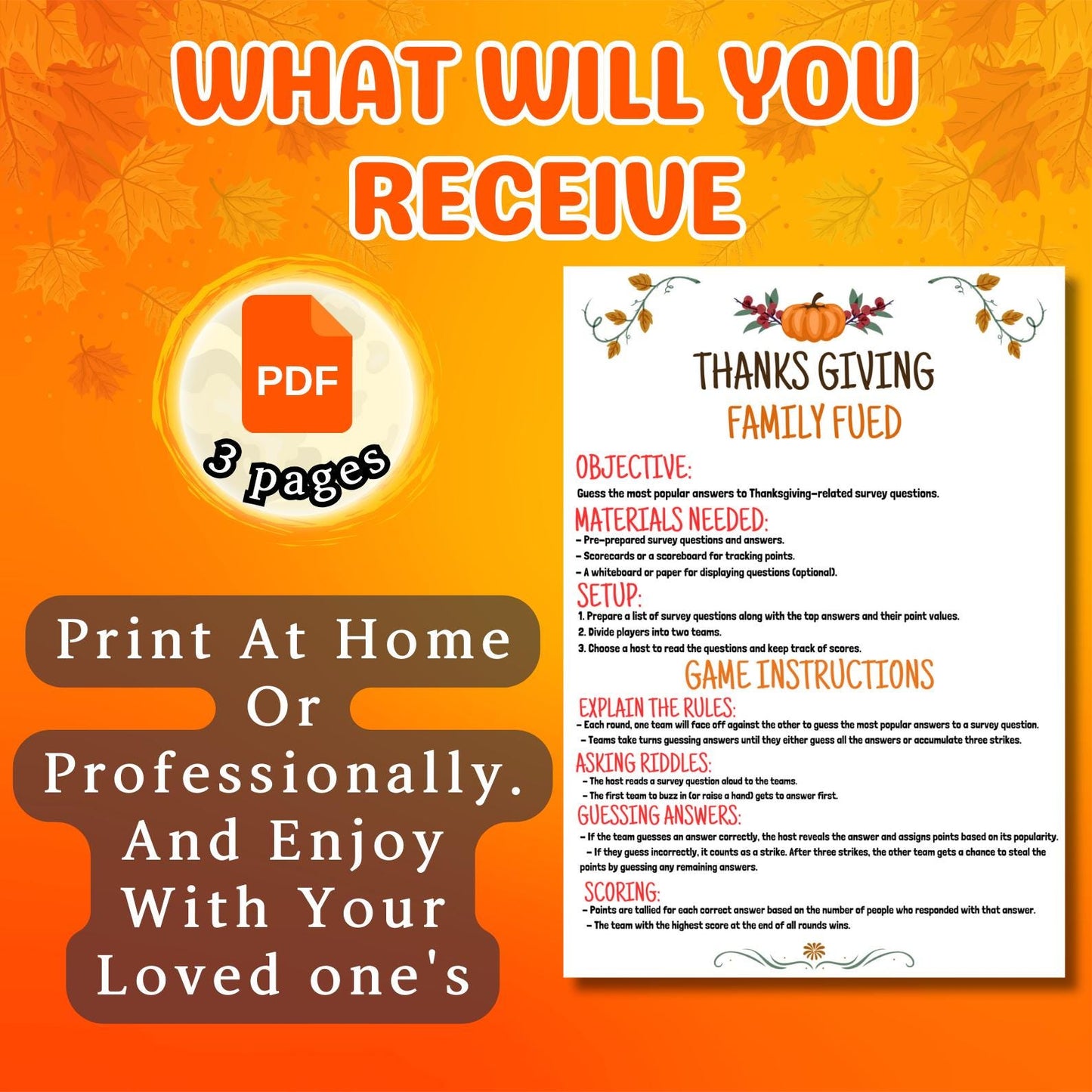 Thanksgiving Friendly Family Feud, Thanksgiving Party Game, Trivia Games, Family Game Night, Friendsgiving Game Pdf, Instant Download