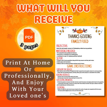 Thanksgiving Friendly Family Feud, Thanksgiving Party Game, Trivia Games, Family Game Night, Friendsgiving Game Pdf, Instant Download