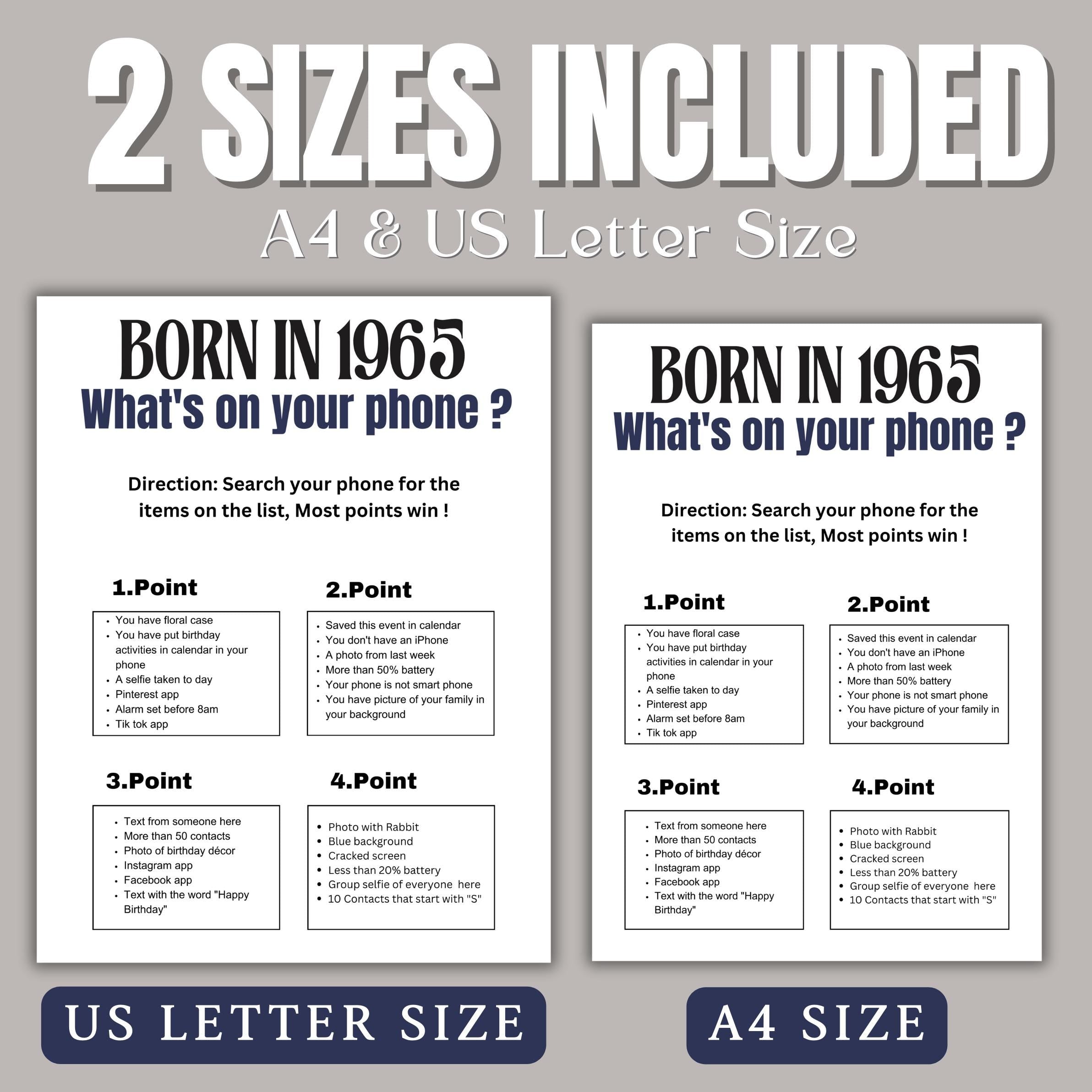 60th Birthday Games Bundle, Born in 1965 Party Games, Fun Printable Activities for Adults & Family, 60th Celebration Trivia and Icebreakers