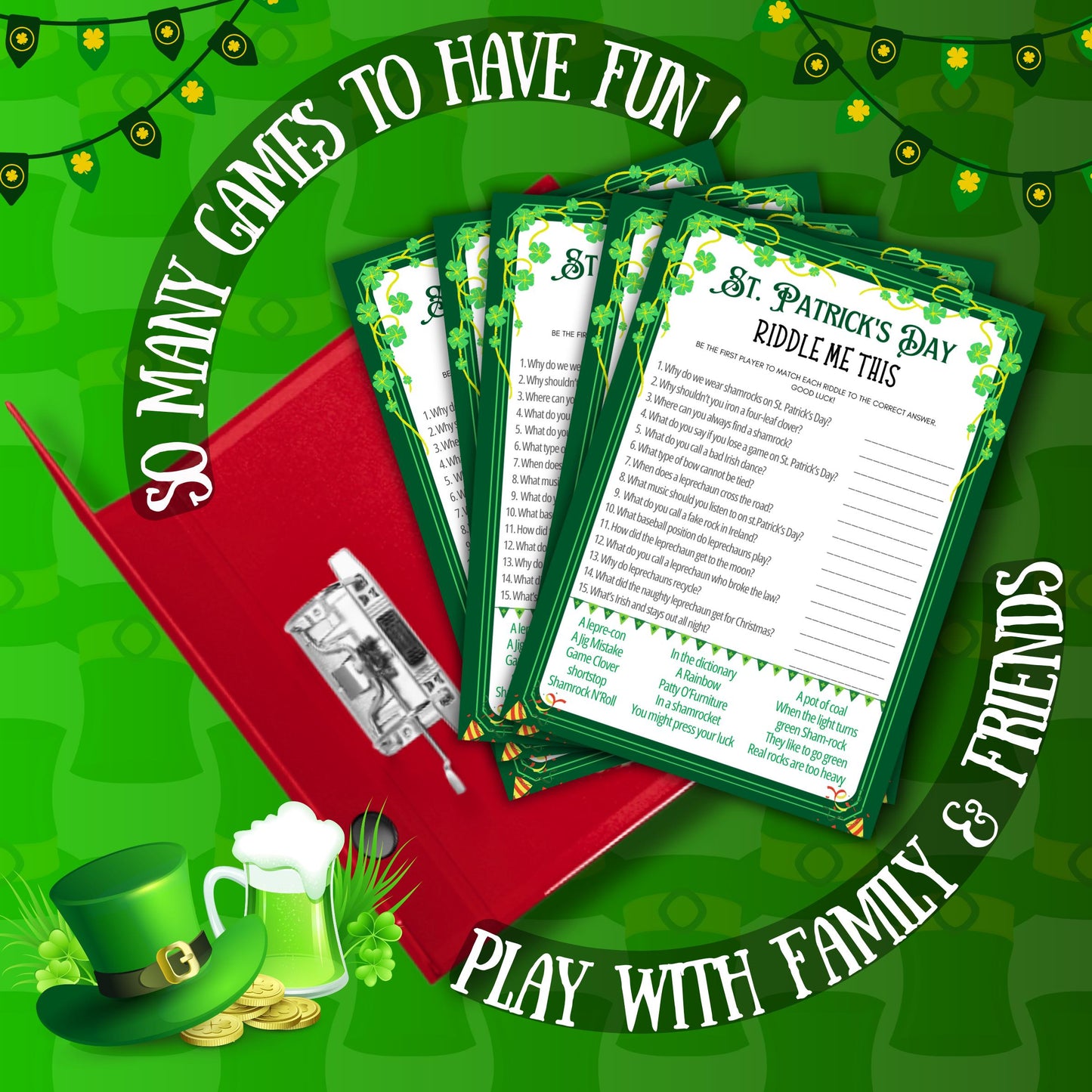 St. Patrick's Day Riddle Me This Game | Printable Trivia, Party Game for Kids & Adults | Fun St. Paddy's Day Activity | St. Patrick's Game