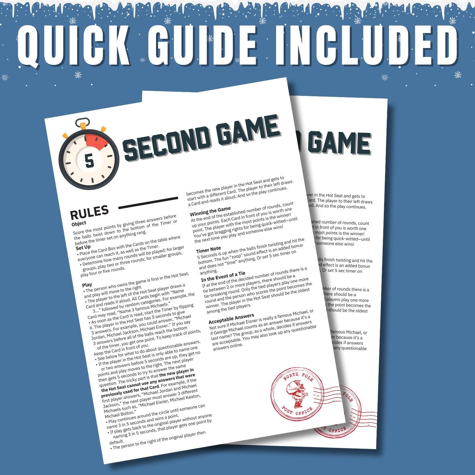 Christmas 5 Sec Game, Christmas Activity For Kids & Adults, Fun Christmas Party And Office Game, Printable Christmas Game, Xmas Card Games