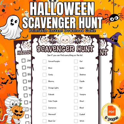 Halloween Scavenger Hunt Game | Fun Printable Activity for Kids & Adults | Perfect for Halloween Parties, Family Gathering, Classroom Events