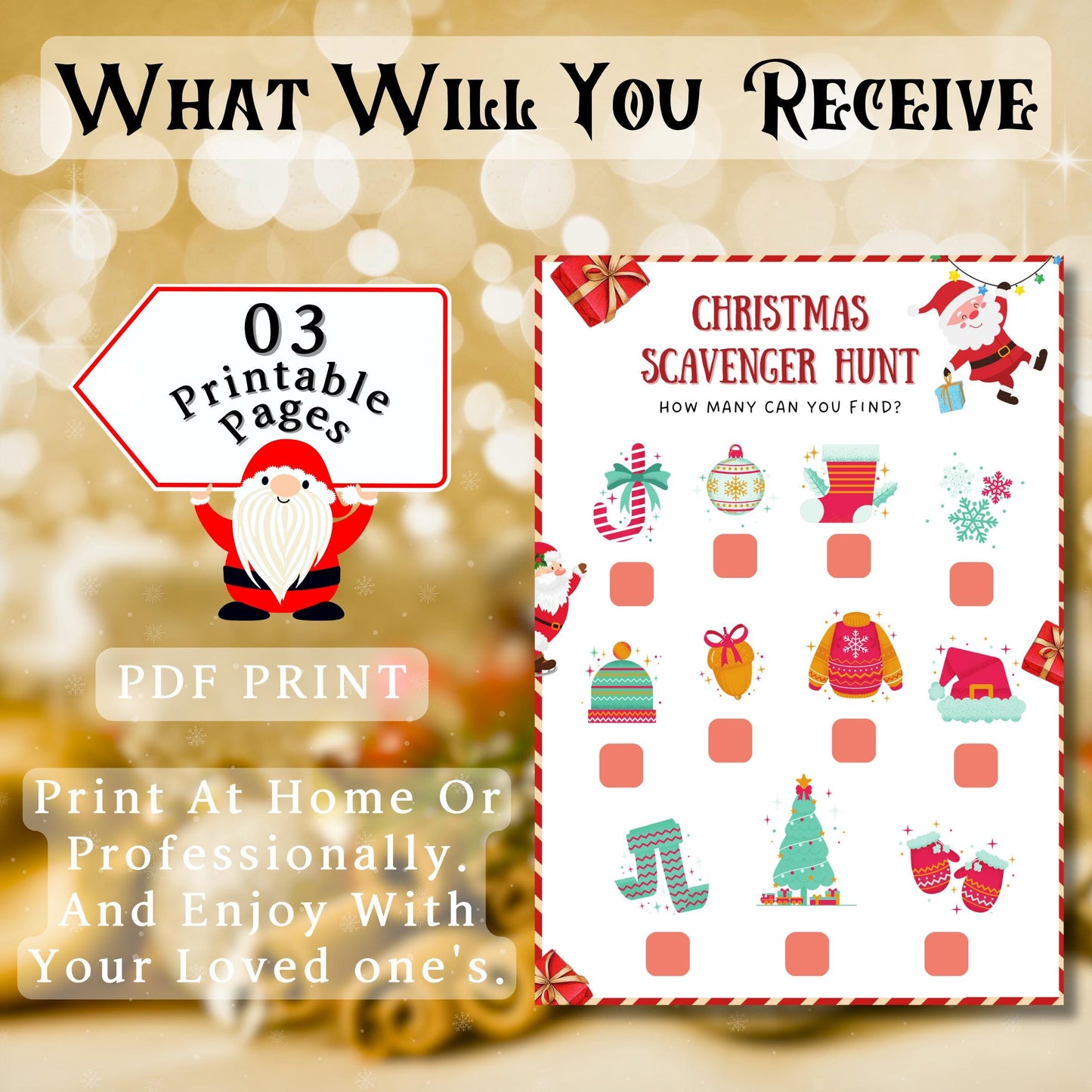 Christmas Scavenger Hunt Game, Printable Scavenger Hunt For Christmas Party Night, Family Gathering, Christmas Game For Kids, Teens & Adults