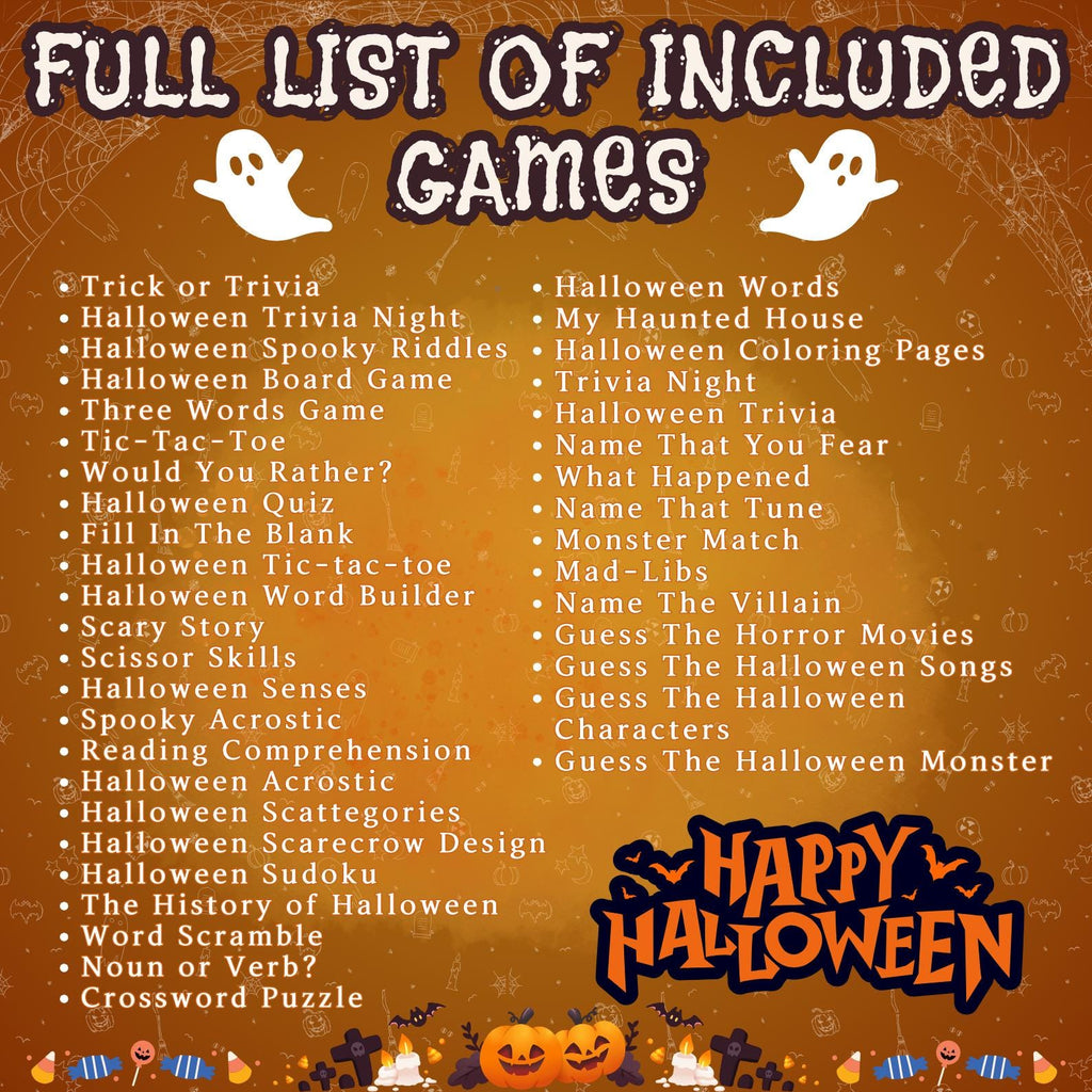 120+ Halloween Games Mega Bundle For Adults Teens & Kids | Halloween Printable Party Games | Halloween Family and Classroom Activities