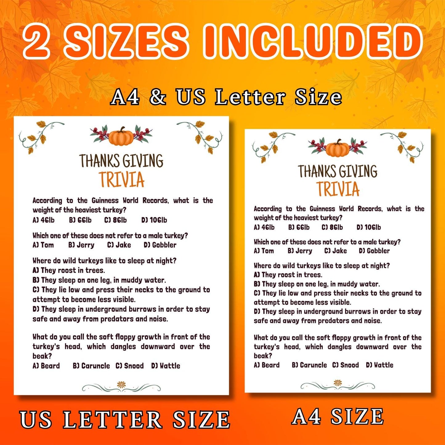 Thanksgiving Trivia Game, Thanksgiving Party Game, Fall Trivia Game For Family | Office, Friendsgiving Trivia Game For Kids & Adults, Pdf