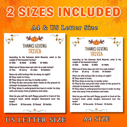 Thanksgiving Trivia Game, Thanksgiving Party Game, Fall Trivia Game For Family | Office, Friendsgiving Trivia Game For Kids & Adults, Pdf