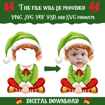 100+ Christmas Add Your Own Photo Elf Yourself PNG Bundle | DIY Elf Face Templates for Kids & Family Crafts | Fun Holiday Decor And Gifts