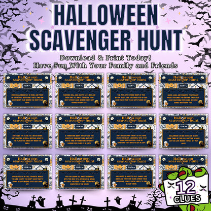 Halloween Scavenger Hunt | Fun Indoor Treasure Hunt Game for Kids & Families | Printable Clue Cards for Home Adventure and Family Activities