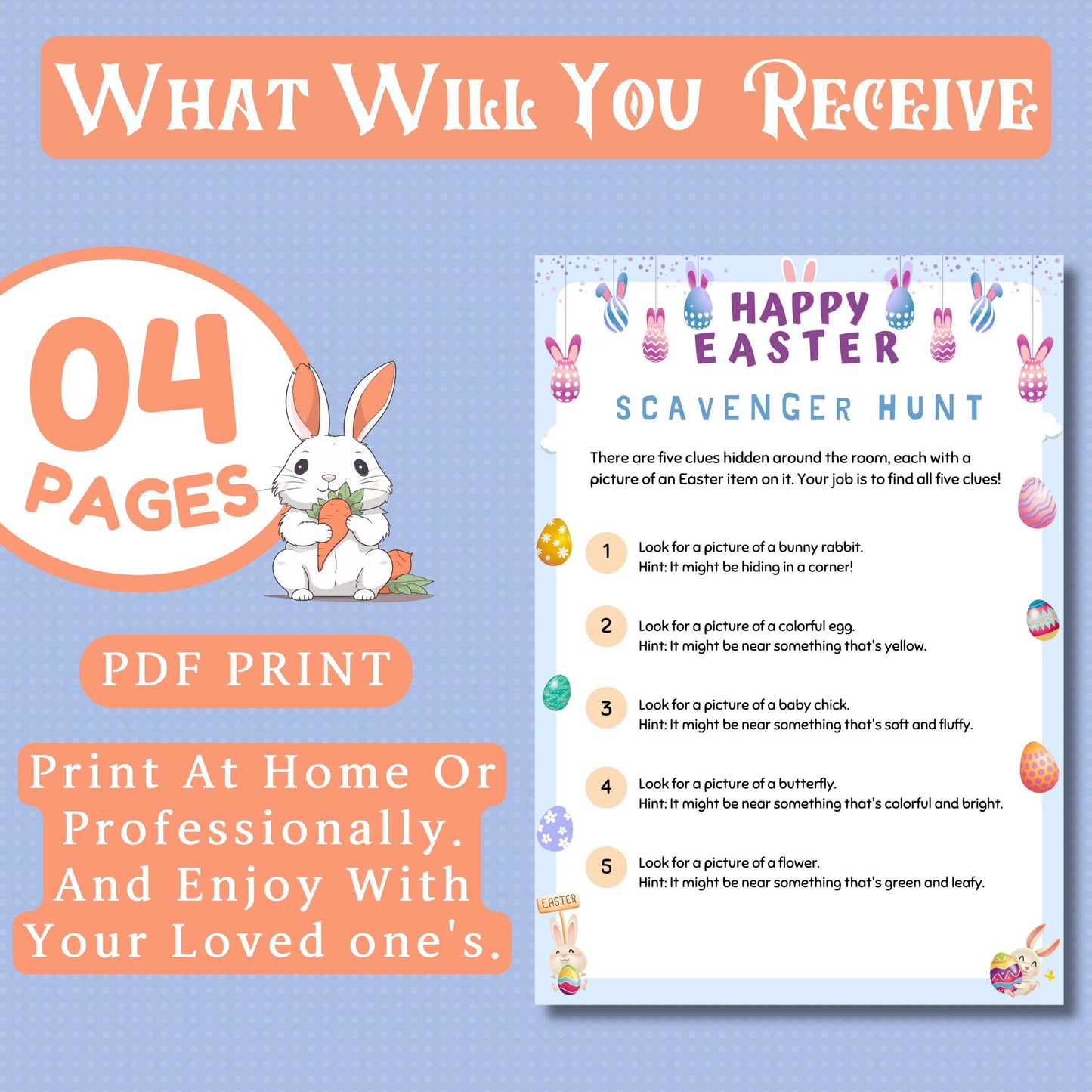 Easter Scavenger Hunt | Fun Easter Treasure Hunt | Printable Easter Game for Kids & Family | Easter Activity | Instant Download PDF