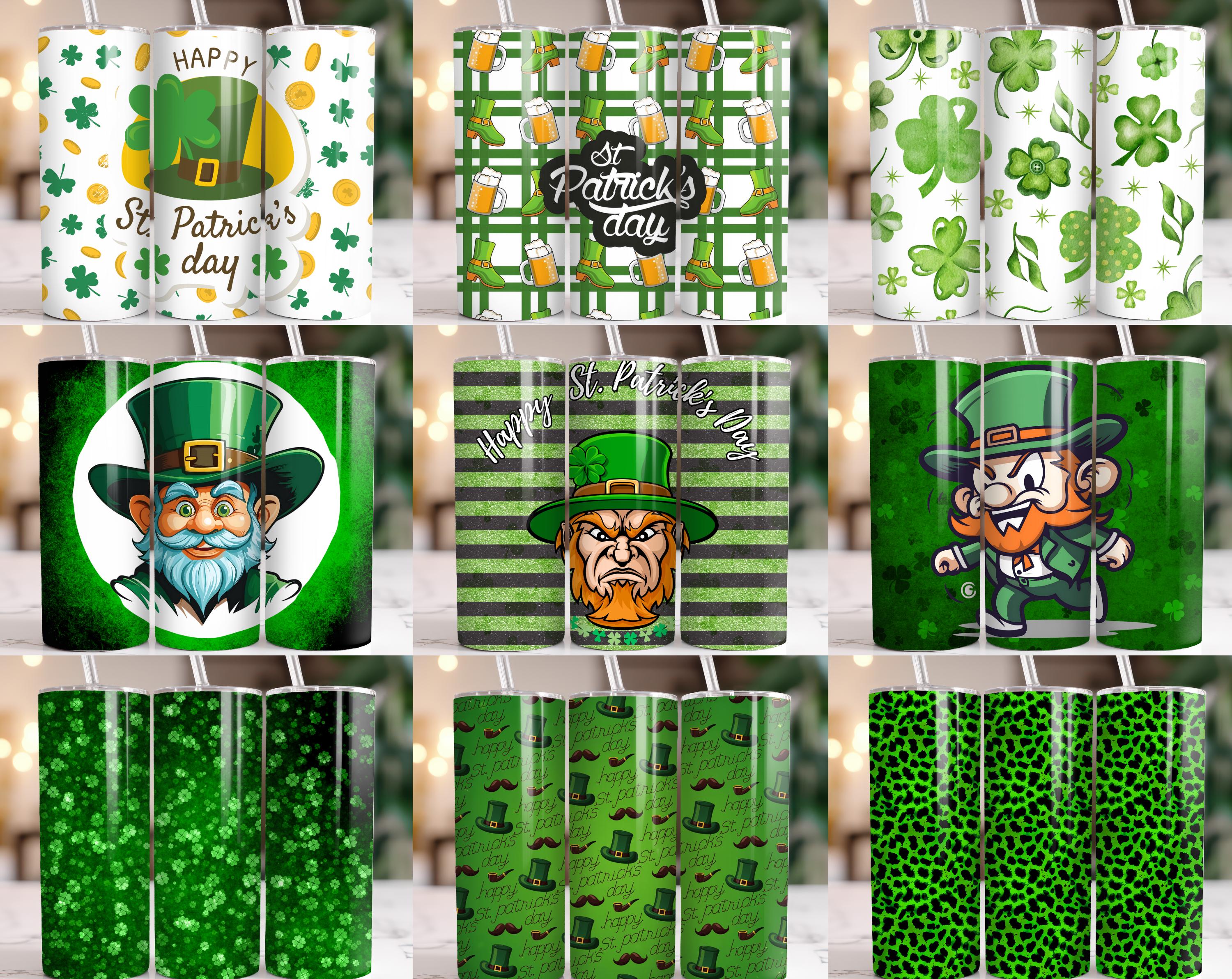 125+ St. Patrick’s Day Tumbler Wraps | Lucky Clover, Irish Patterns & Green Aesthetic | 20oz Sublimation PNG | Digital Download