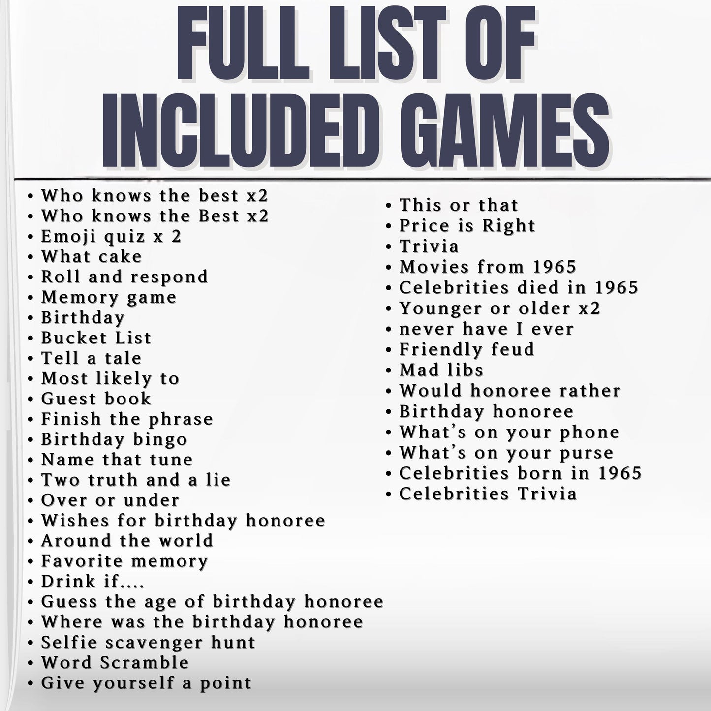 60th Birthday Games Bundle, Born in 1965 Party Games, Fun Printable Activities for Adults & Family, 60th Celebration Trivia and Icebreakers