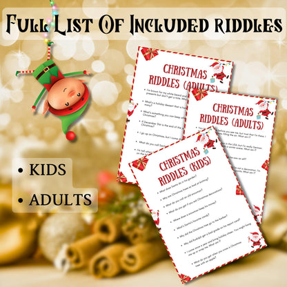 Christmas Riddle Game, Christmas Printable Game For Kids & Adults, Christmas Family Group Game, Christmas Office Party Game, Xmas Trivia Fun