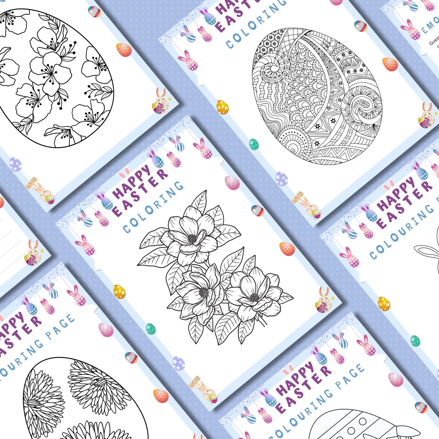 Easter Coloring Pages | 30 Printable Easter Coloring Sheets | Fun Kids Activity | Easter Bunny, Eggs, Spring Coloring | Instant Download