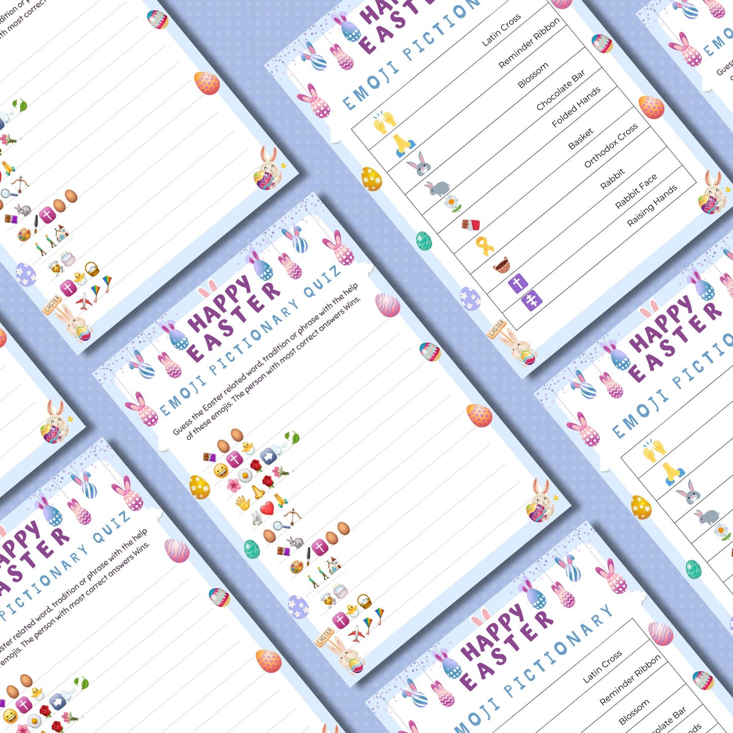 Easter Emoji Quiz | Fun Easter Pictionary Game | Printable Easter Party Game for Kids & Adults, Easter Trivia Activity, Instant Download PDF