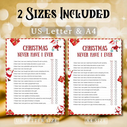 Never Have I Ever Christmas Game, Christmas Party Printable For Family And Family Activity, Games For Kids & Adults, Festive Holiday Fun PDF