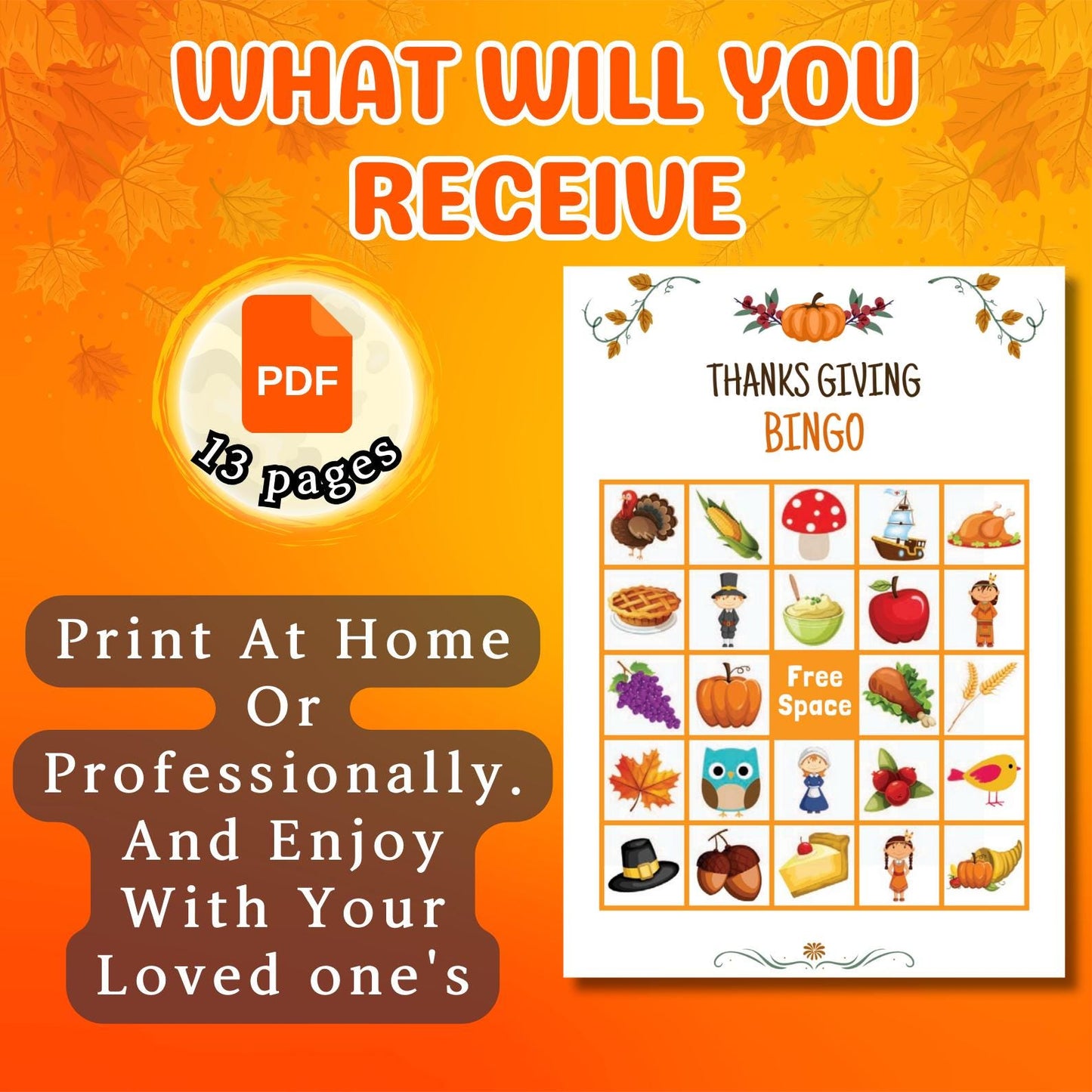 Thanksgiving Bingo, 13 Thanksgiving Bingo Cards, Thanksgiving Activity Party Games, Thanksgiving Activity, Fall Games, Instant Download Pdf